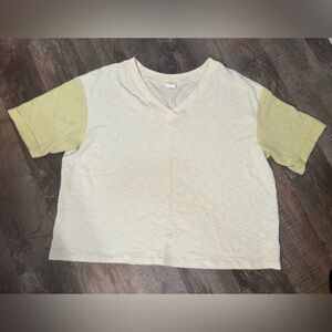 By Together Cream and Green Short Sleeve Tee